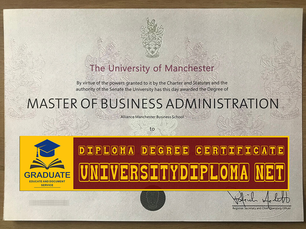 University of Manchester degree certificate, University of Manchester diploma