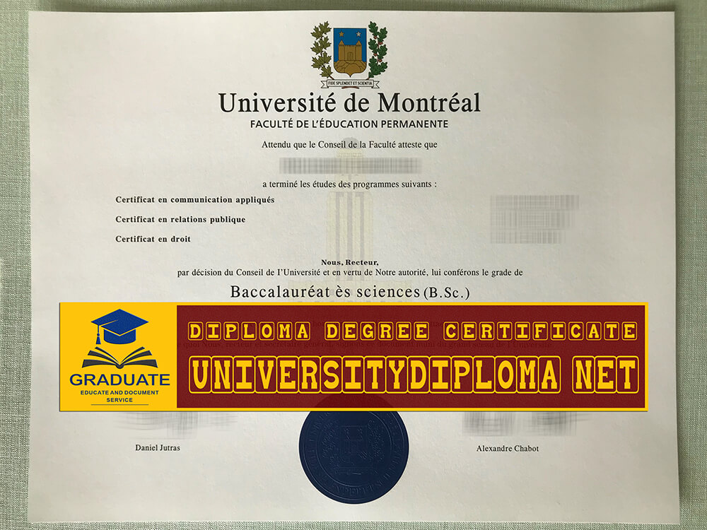 fake Université de Montréal diploma, fake Université de Montréal degree