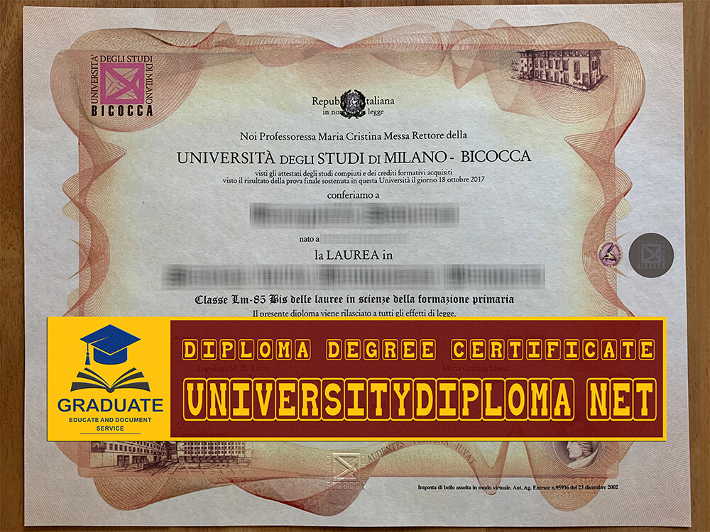 fake Milan Bicocca University diploma, Università degli Studi di Milano-Bicocca diploma