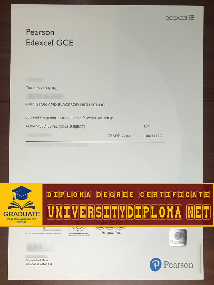 Pearson Edexcel GCE certificate