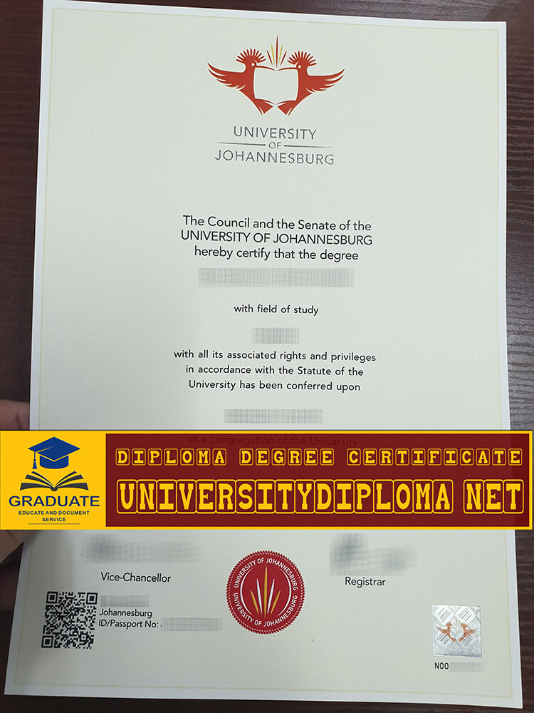 fake University of Johannesburg diploma